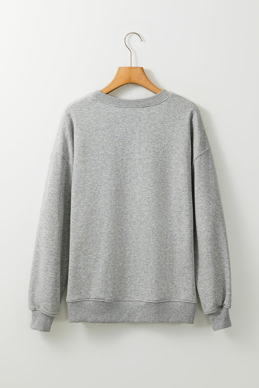 Gray Fall Season Pumpkin Football Graphic Sweatshirt