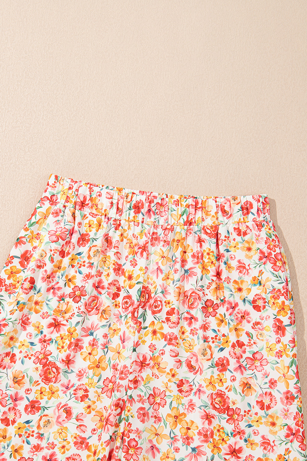 Pink Boho Floral Bandeau Top and High Waist Wide Leg Pants Set